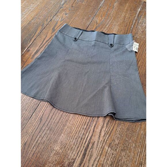 New Large Maurices Black White Wide Waist Mini Skirt w Belt Loops Button Detail - Picture 1 of 3